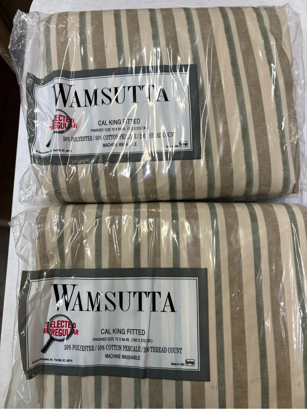 Wamsutta Beige Stripe California King Fitted Sheet bundle of 2